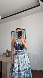Patterned Navy Dress