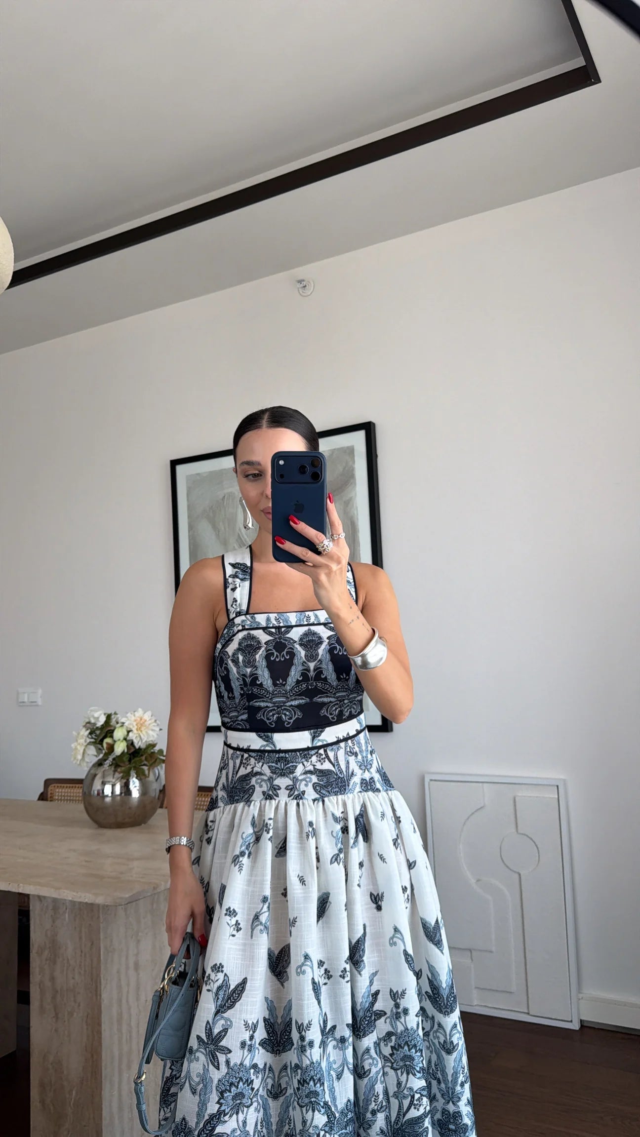 Patterned Navy Dress