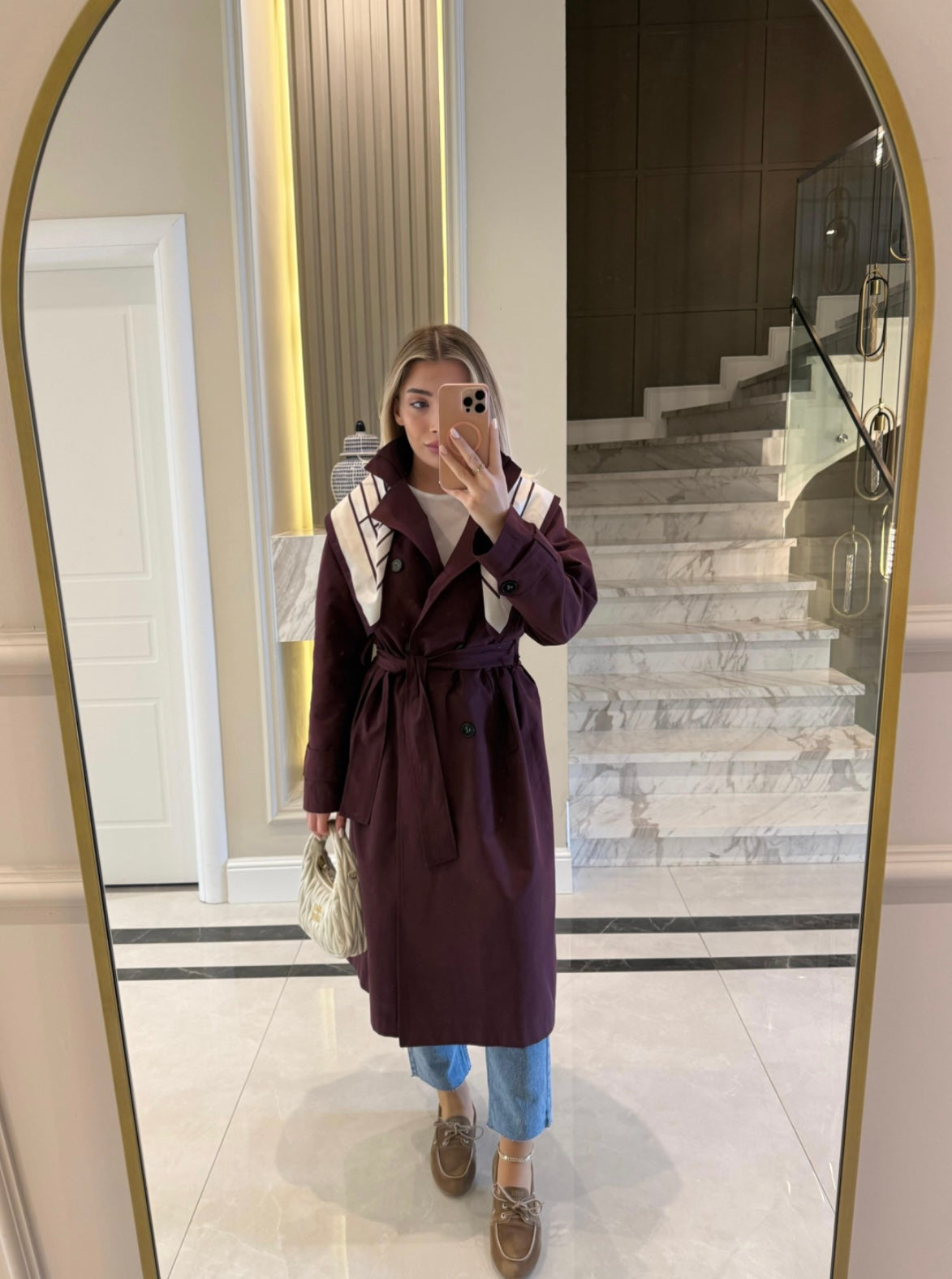 Long Trench Coat Burgundy