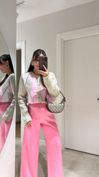 Pink-beige argyle cardigan