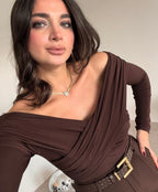 Off shoulder Brown Blouse