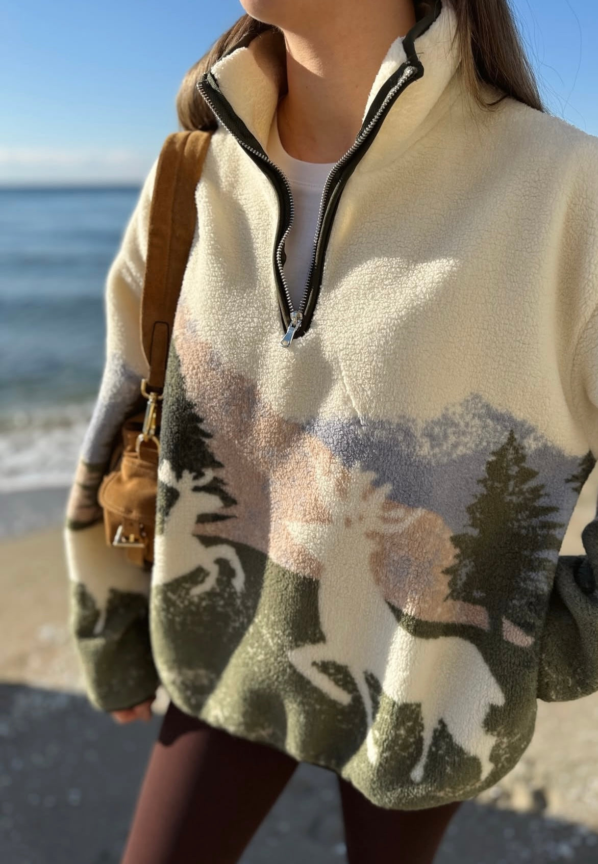 Khaki print Ski-sweater