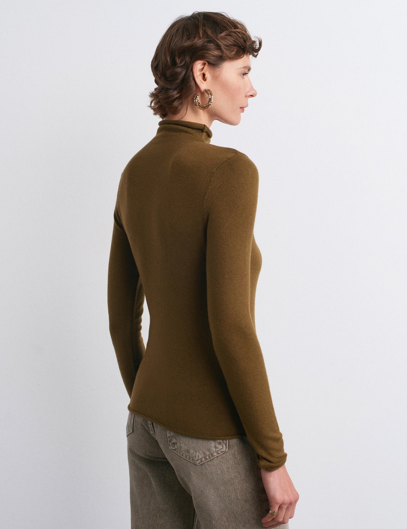 Oil Green Soft Knitwear