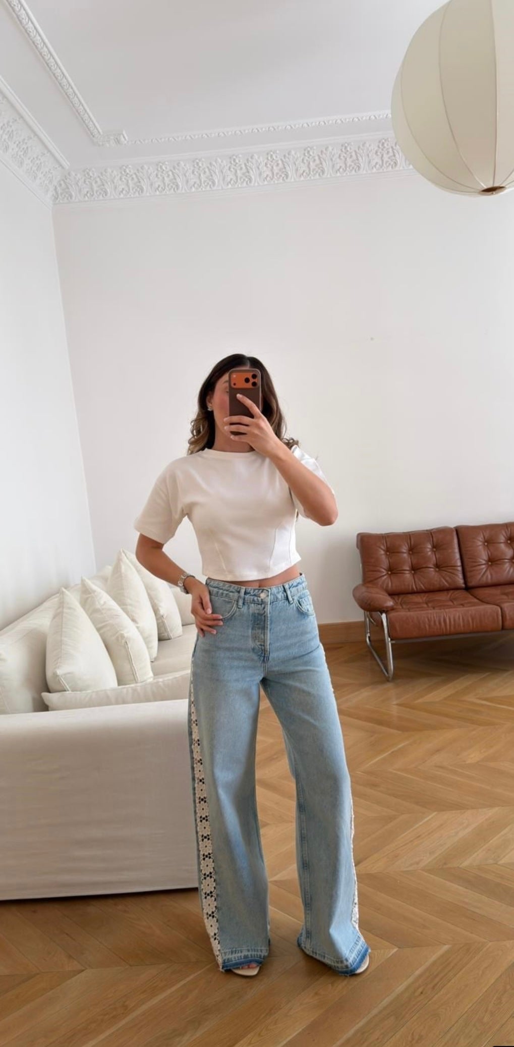 Beige detailed Jeans