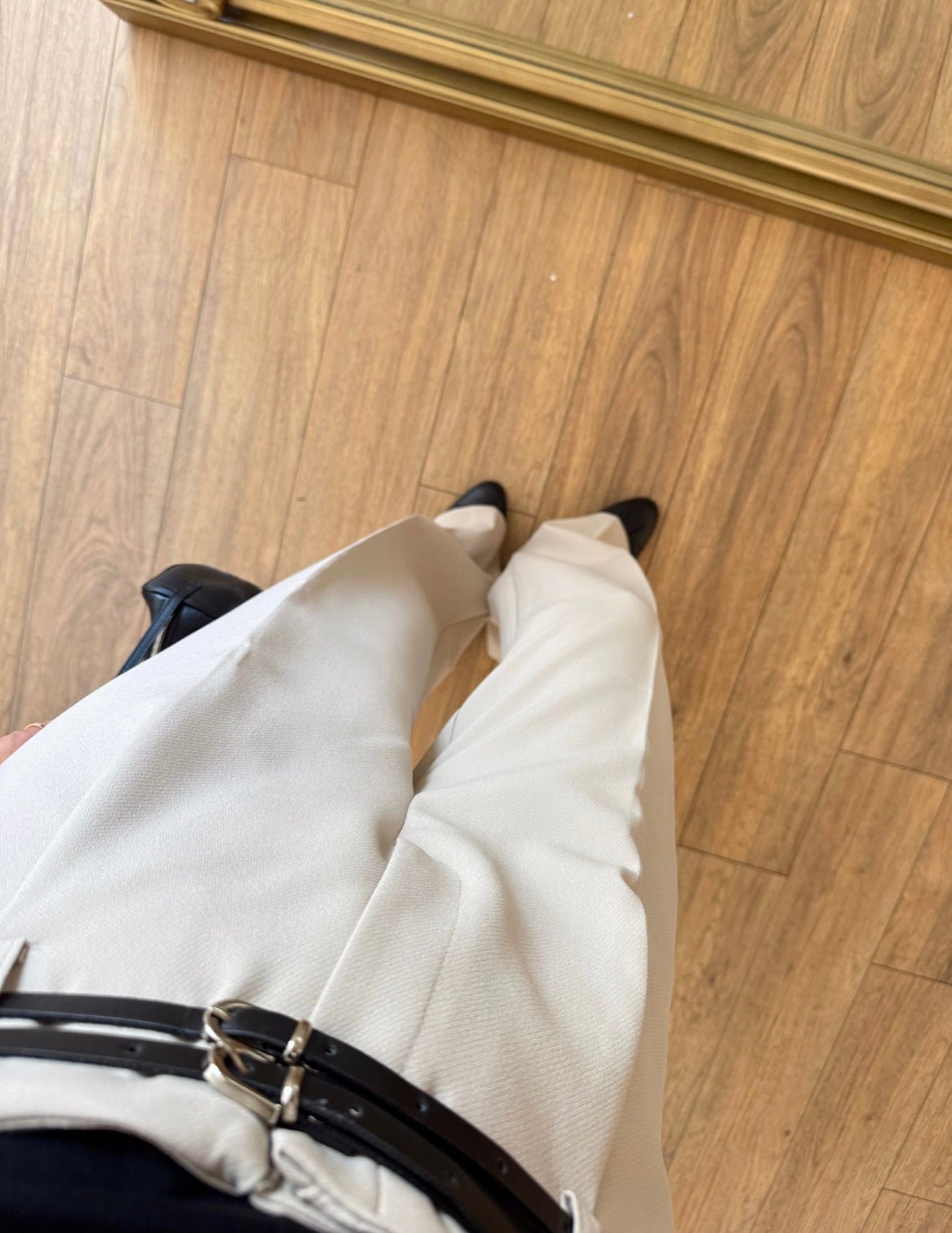 Beige Belted-Palazzo