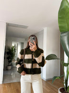 Striped Cardigan Green