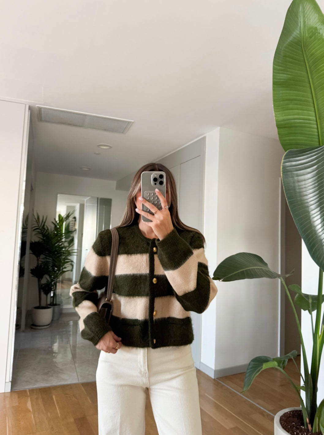 Striped Cardigan Green