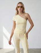 one shoulder Blouse - yellow