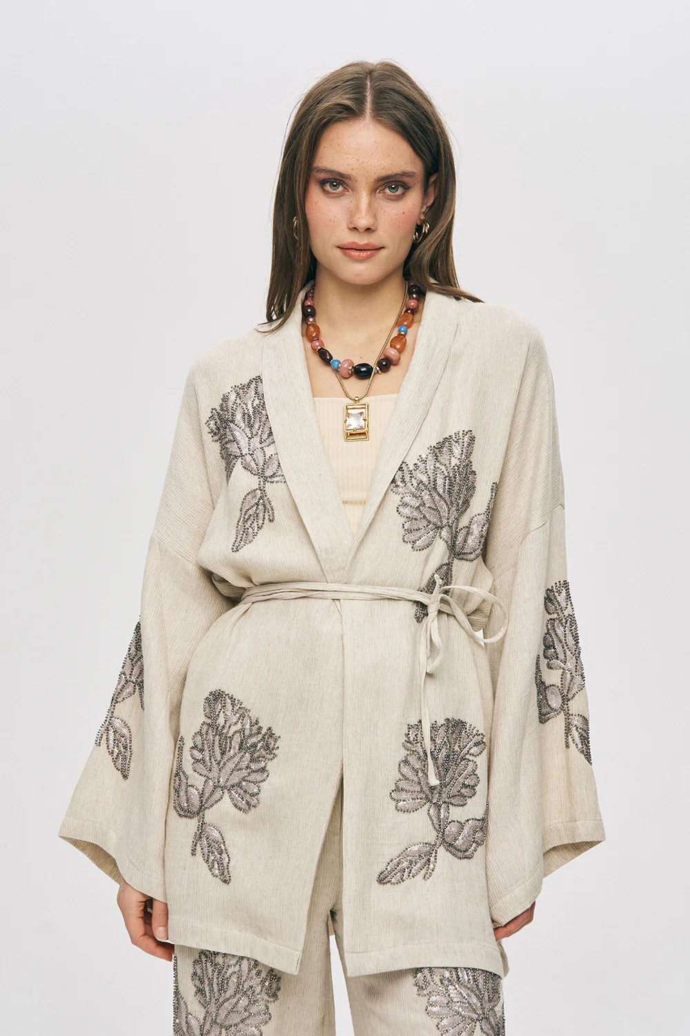 Linen Kimono with Embroidery