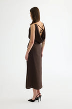 Back-tied Brown Dress