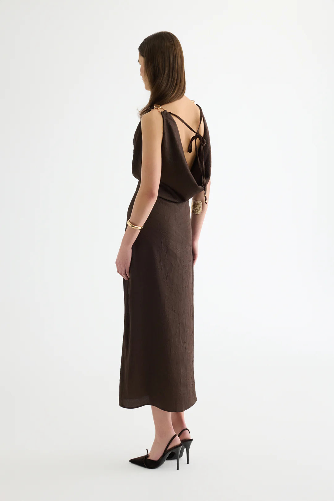 Back-tied Brown Dress
