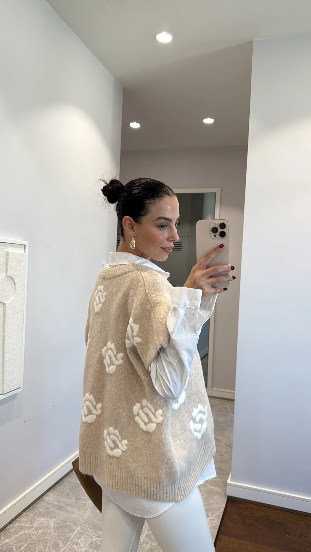 Beige Shirt-Vest Set