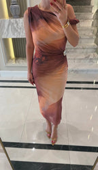 Patterned Draped Dress
