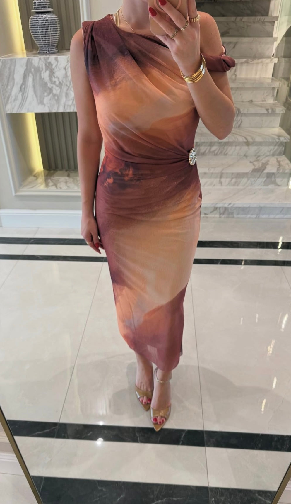 Patterned Draped Dress