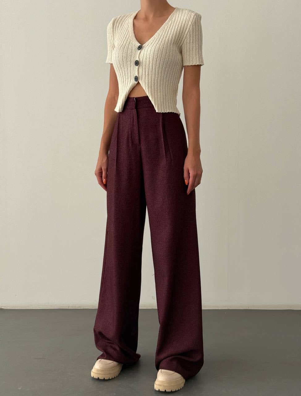 Burgundy Palazzo-Thick