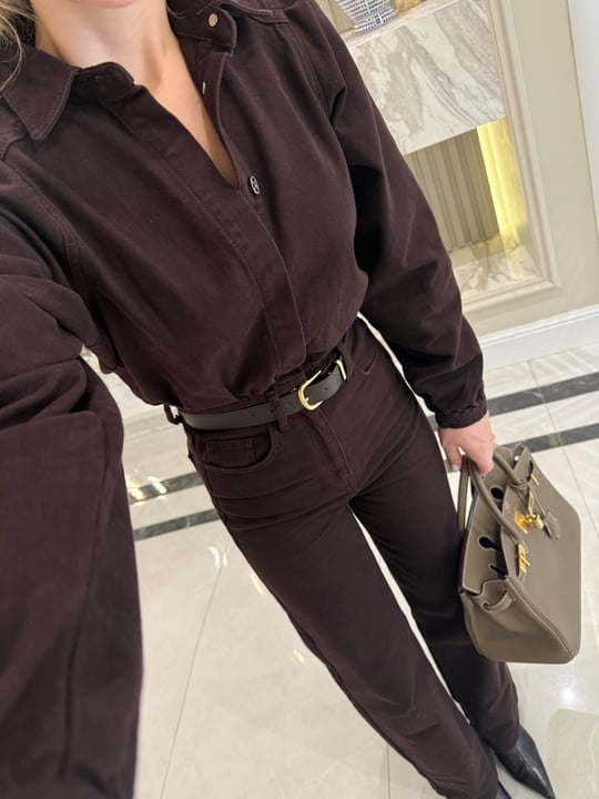 Denim Jumpsuit - Brown