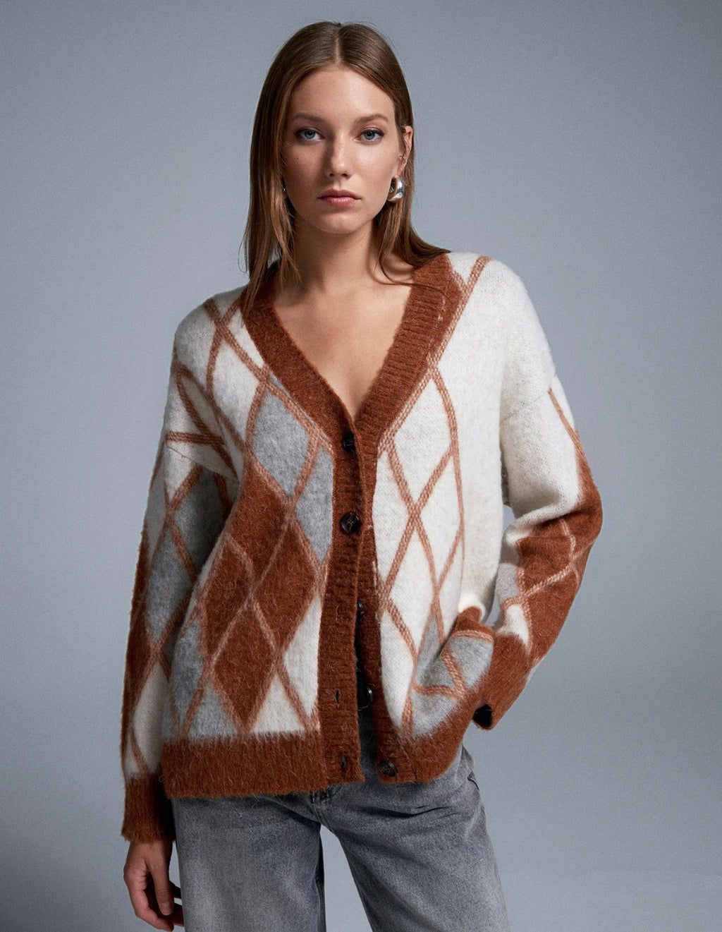 Argyle Cardigan caramel