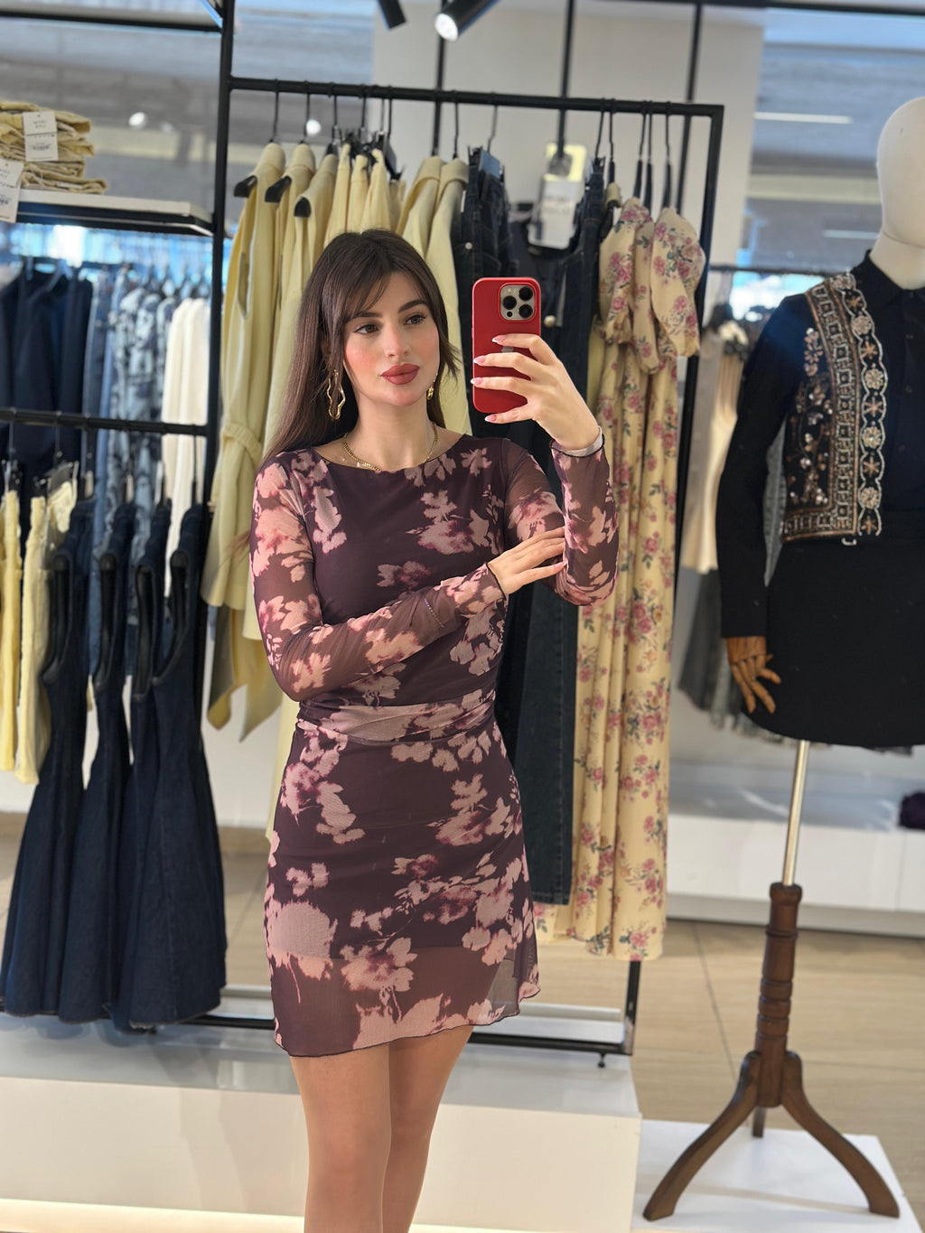 Floral Burgundy Dress
