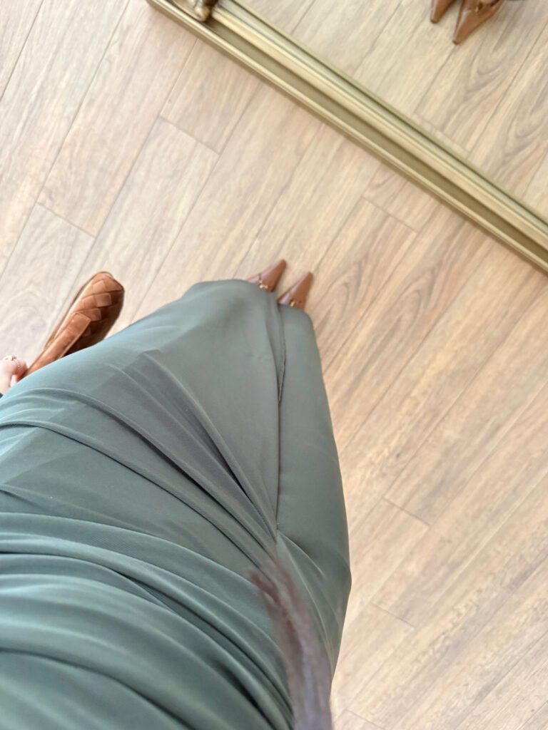 Khaki-Lycra Draped Dress