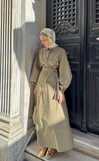 Side-Tied Dress - Khaki