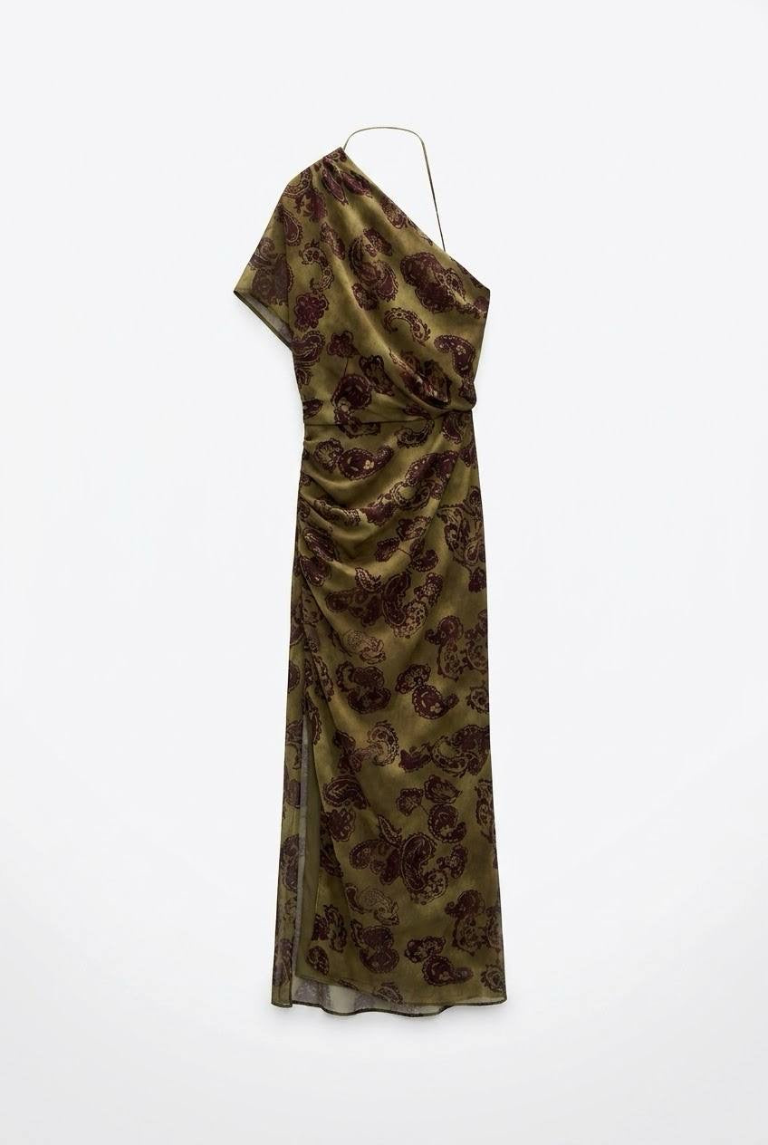 Khaki patterned dress