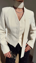 Scarf detailed Ecru Blazer