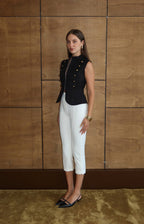 Gold Buttoned Vest - Black