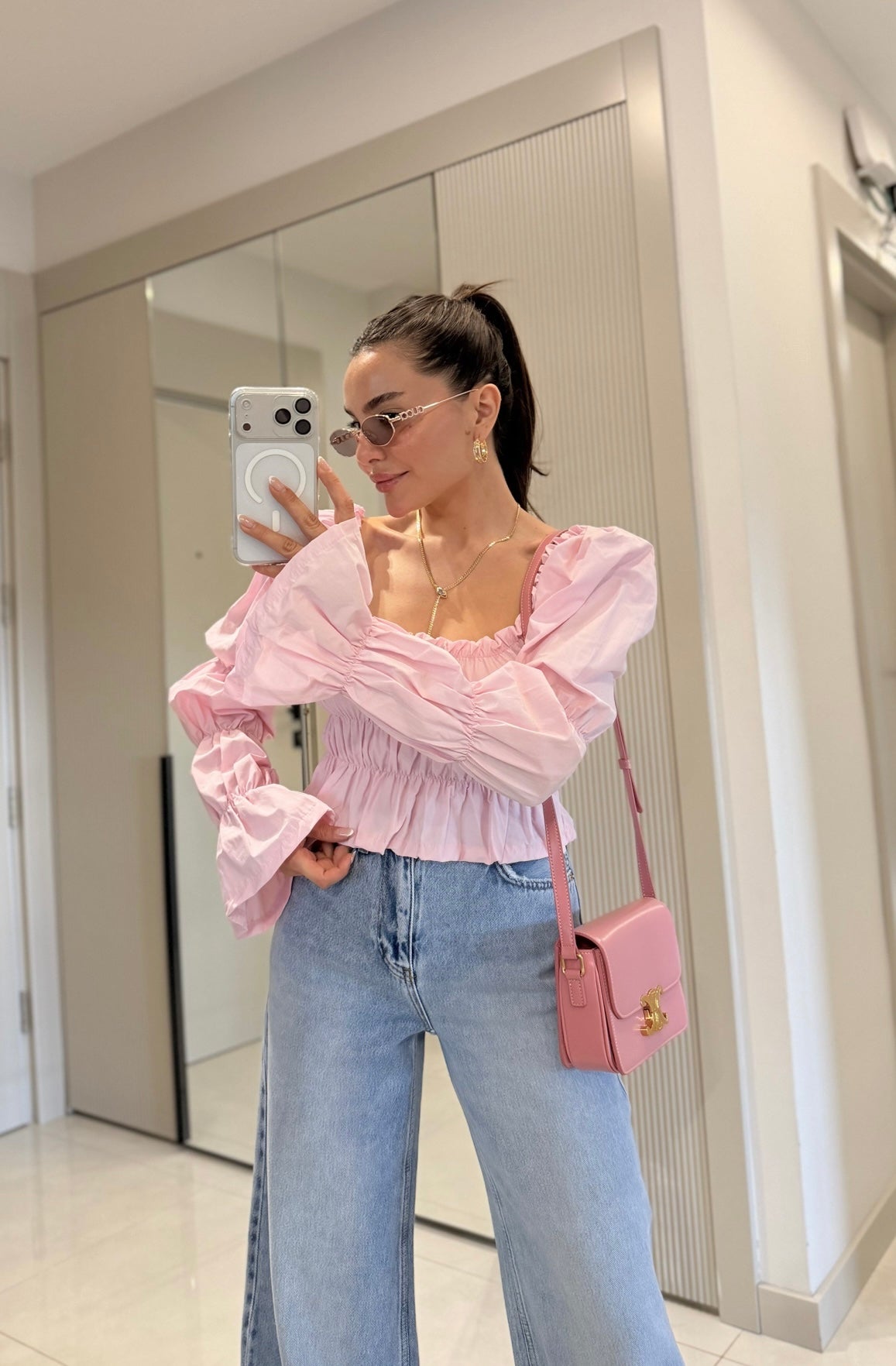 Puff-Sleeve Top - Pink