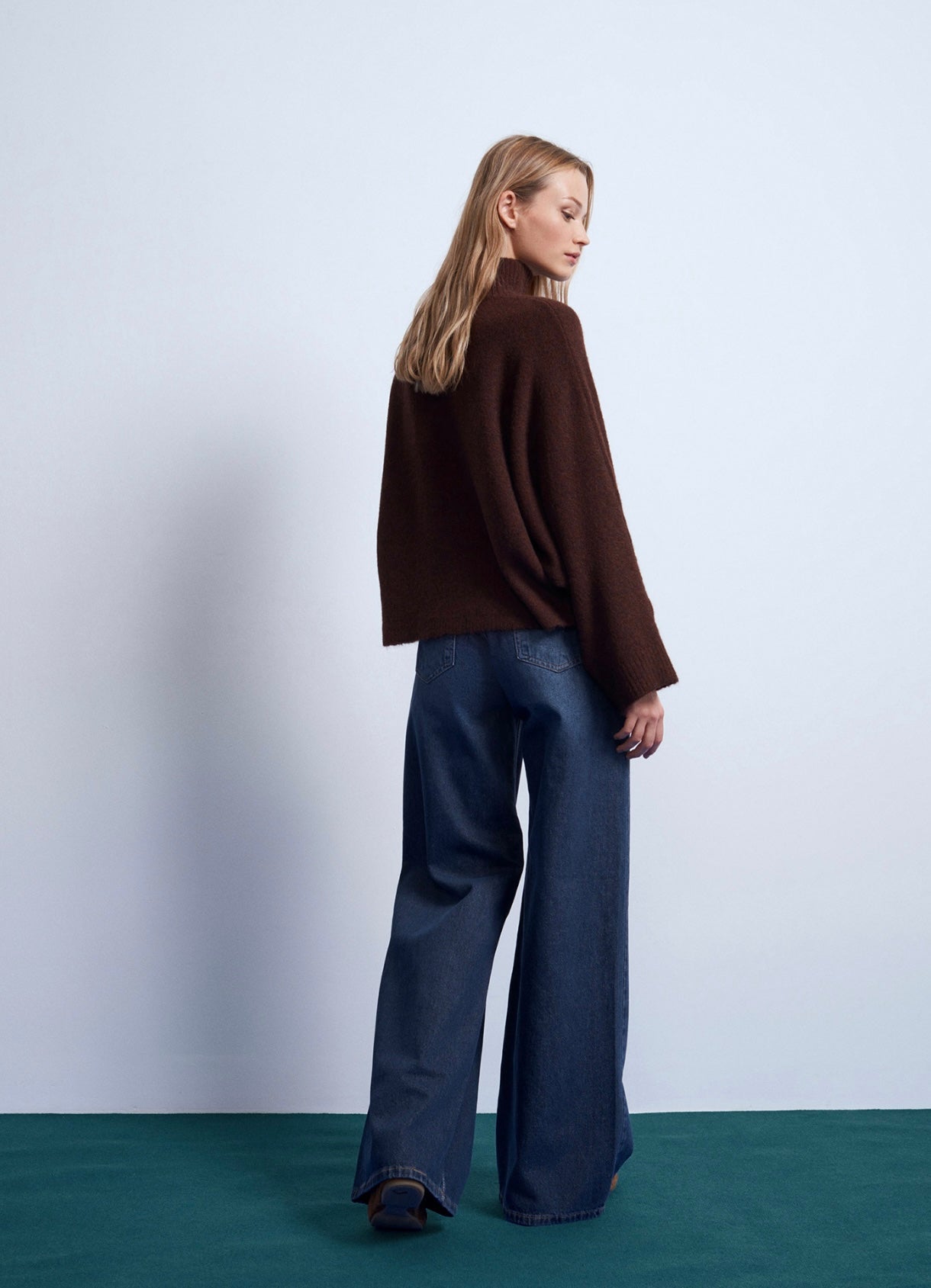 Navy Wide Leg Jeans