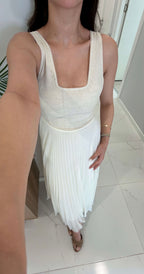 Cream Pleated Dress