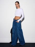Belted-wide leg jeans