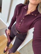 Plum Stand Collar Sweater