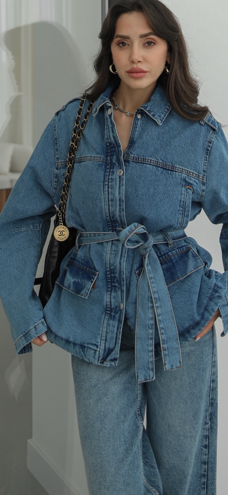 Belted-denim Jacket