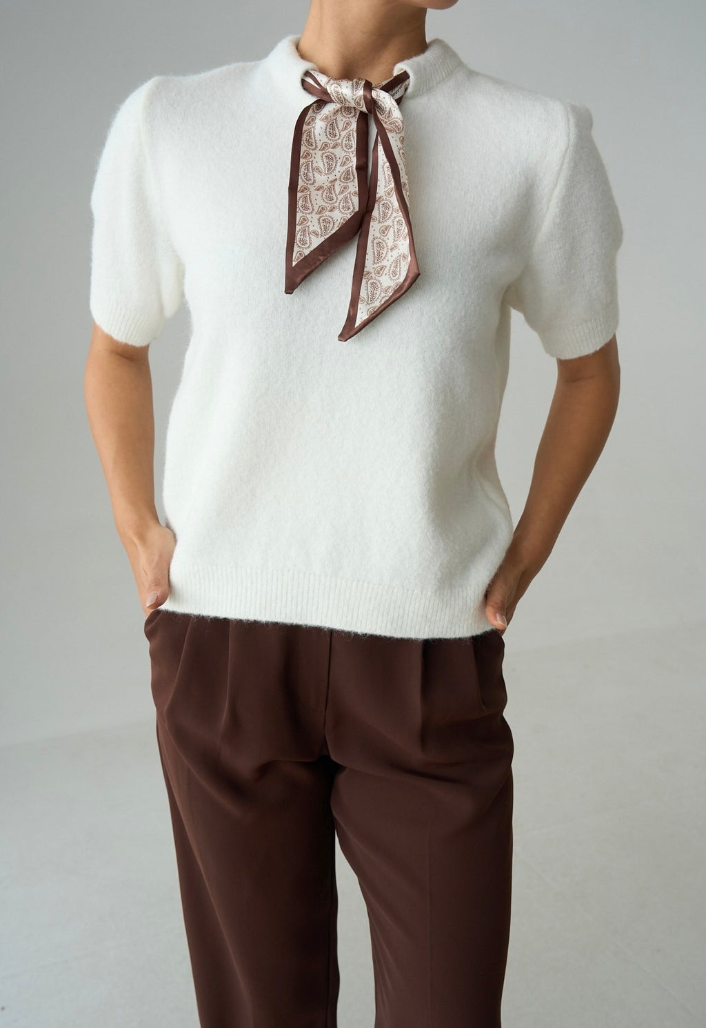 Wool top with scarf