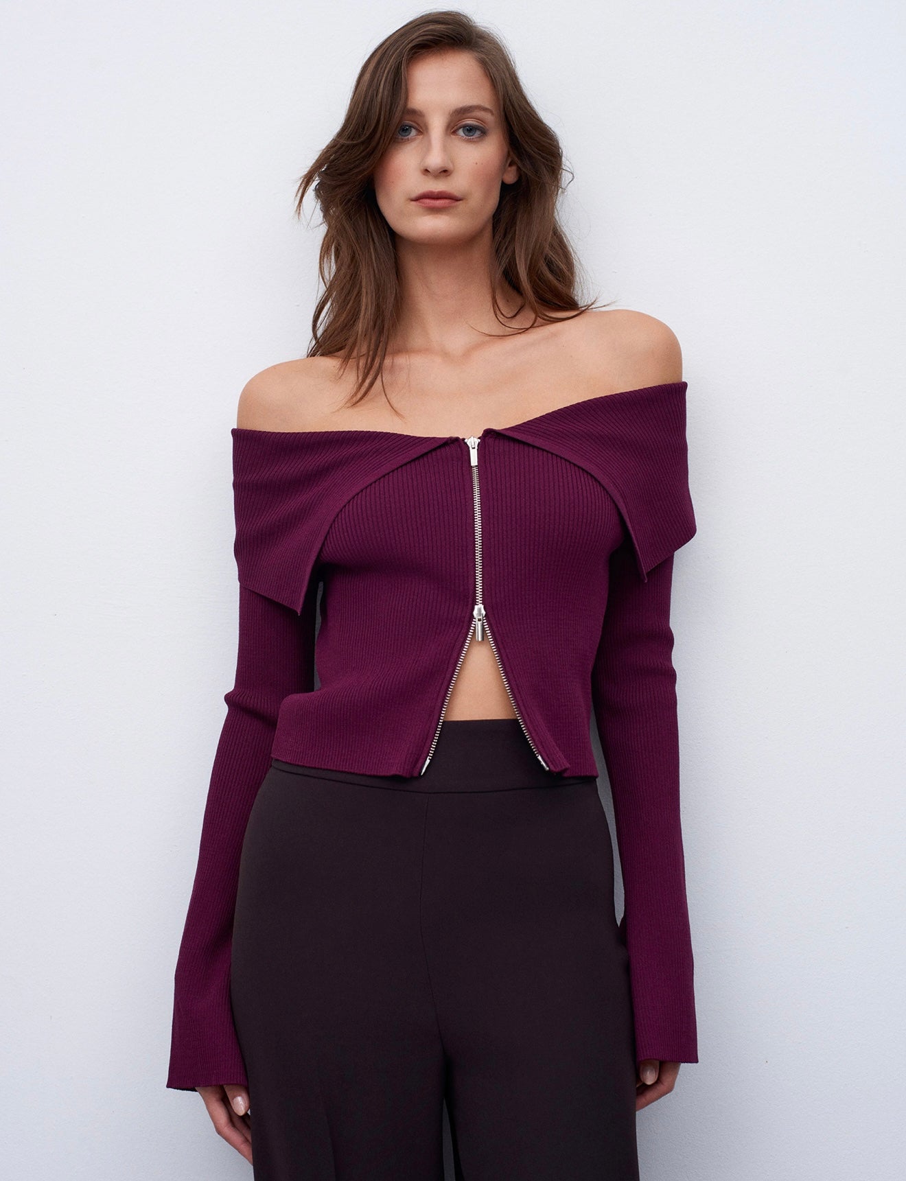 Dilvin off shoulder plum