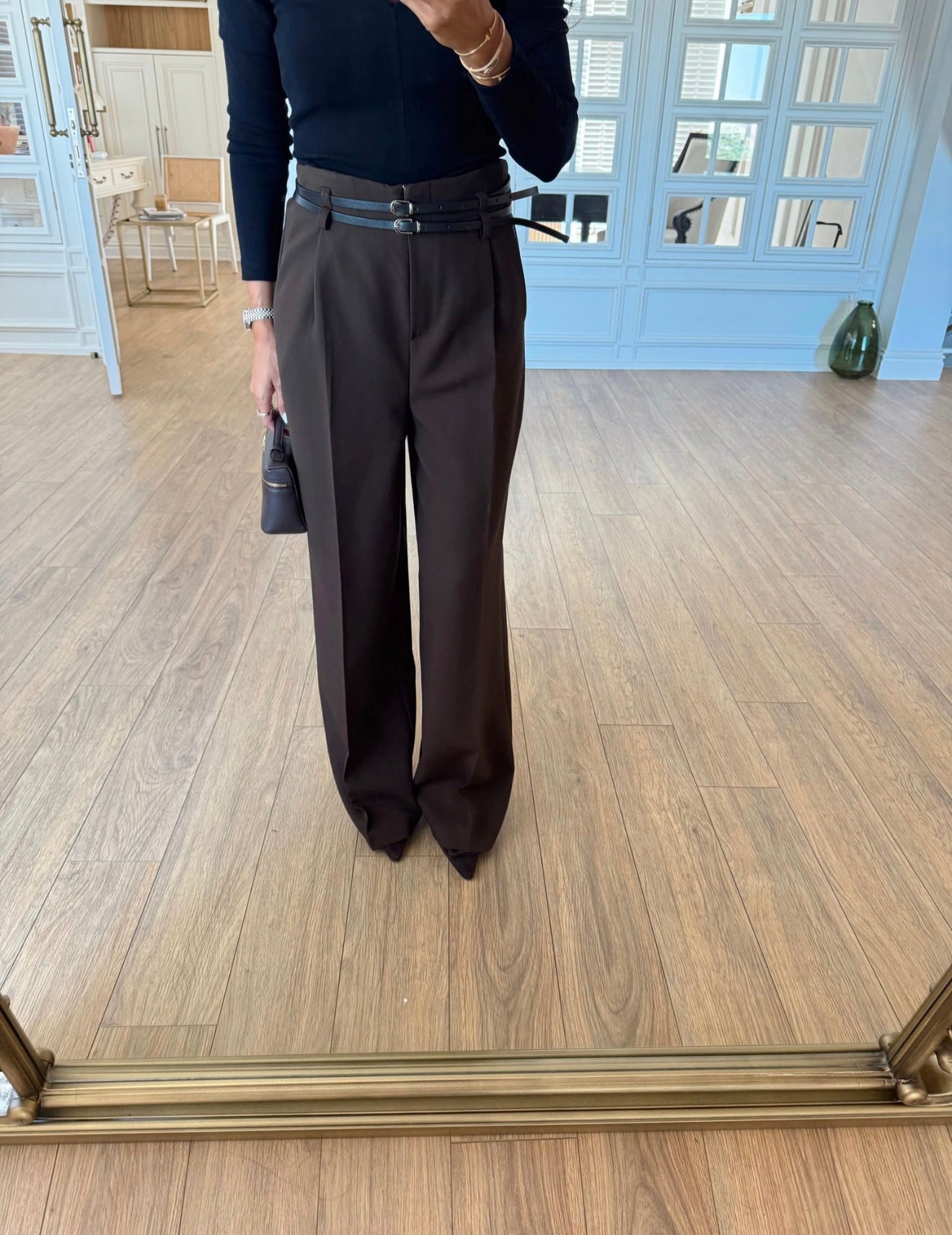 Brown Belted-palazzo