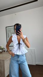 Black ribbon top