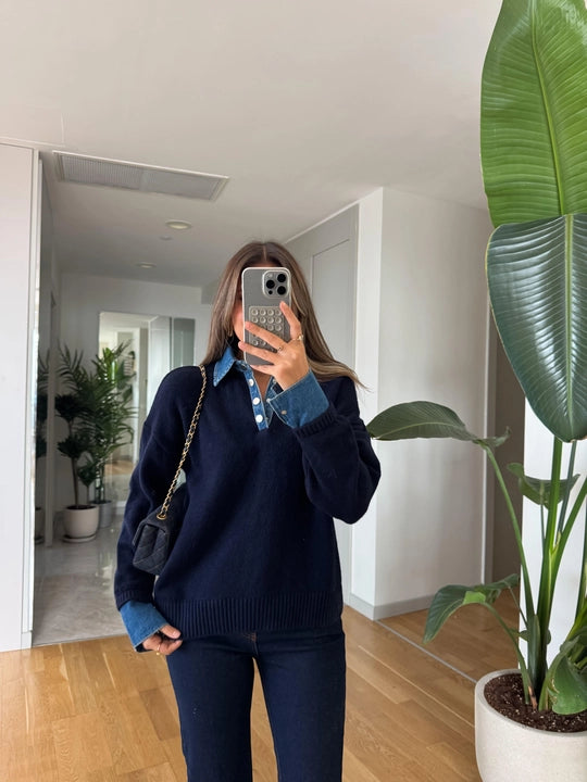 Denim Detailed Sweater