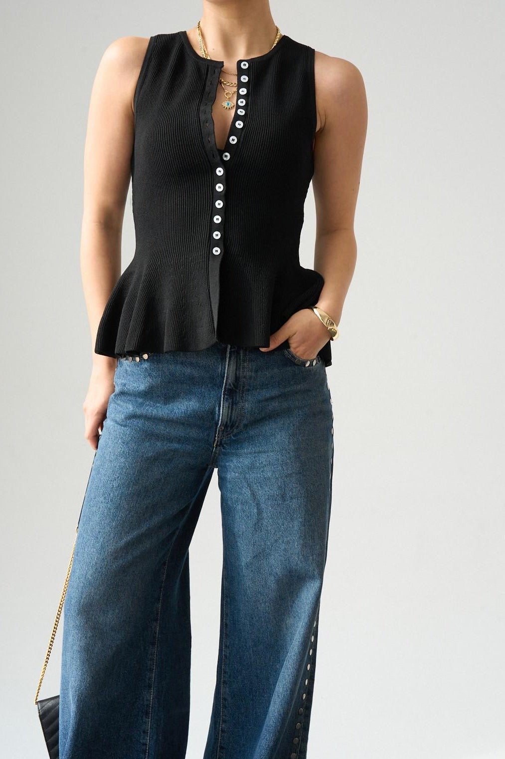 Buttoned Waisted Basic - Black