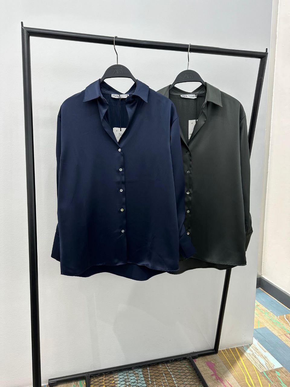 Navy Satin Shirt