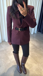 Belted-Blazer Burgundy