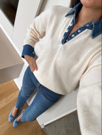 Denim Detailed Sweater