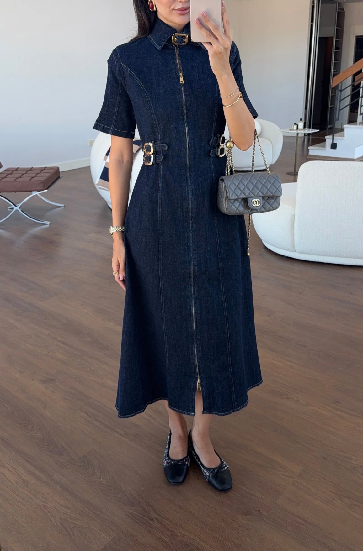 Buckle Denim Dress