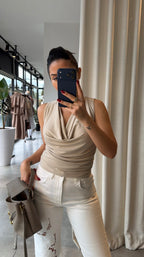 Drape Blouse - Beige