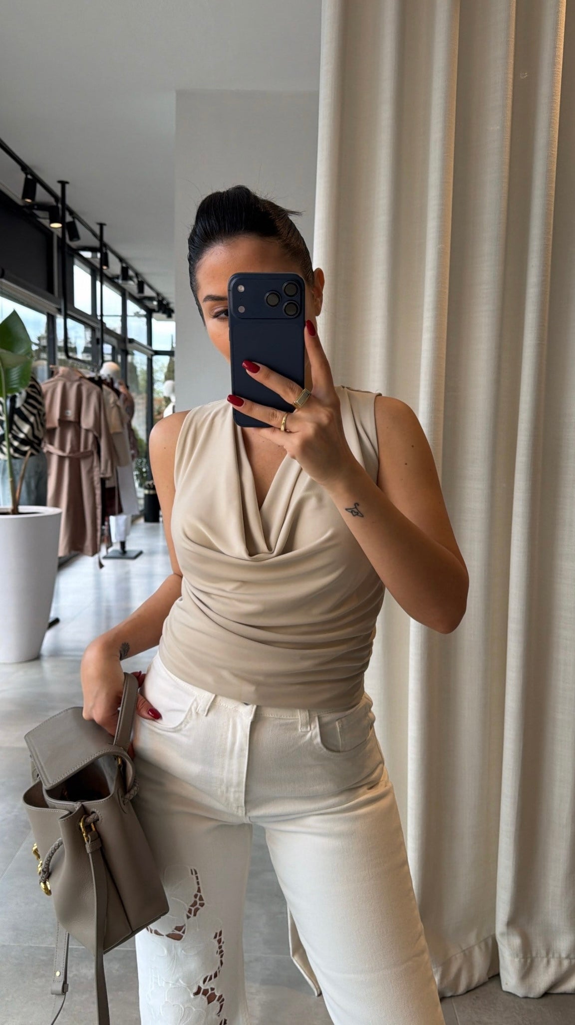 Drape Blouse - Beige