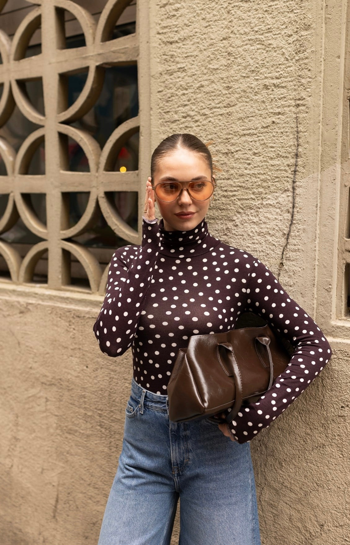Polka-dots Blouse - Brown
