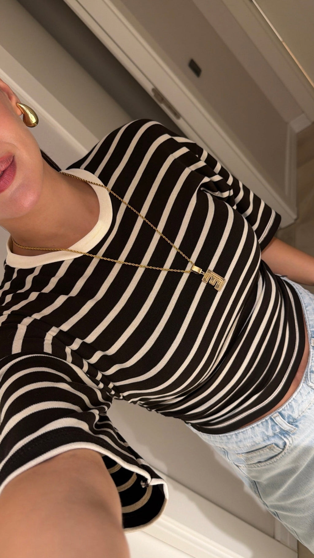 Stripe T-shirt - Brown