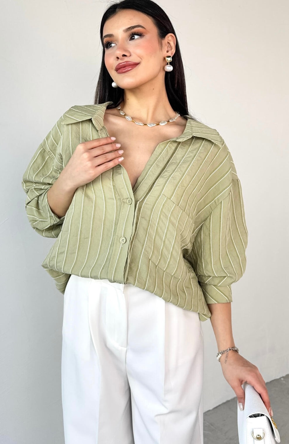 Oversized khaki shirt