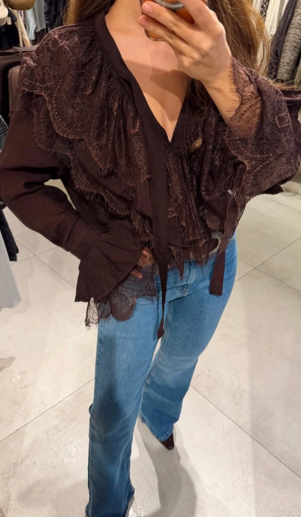 Brown Lace French Shirt