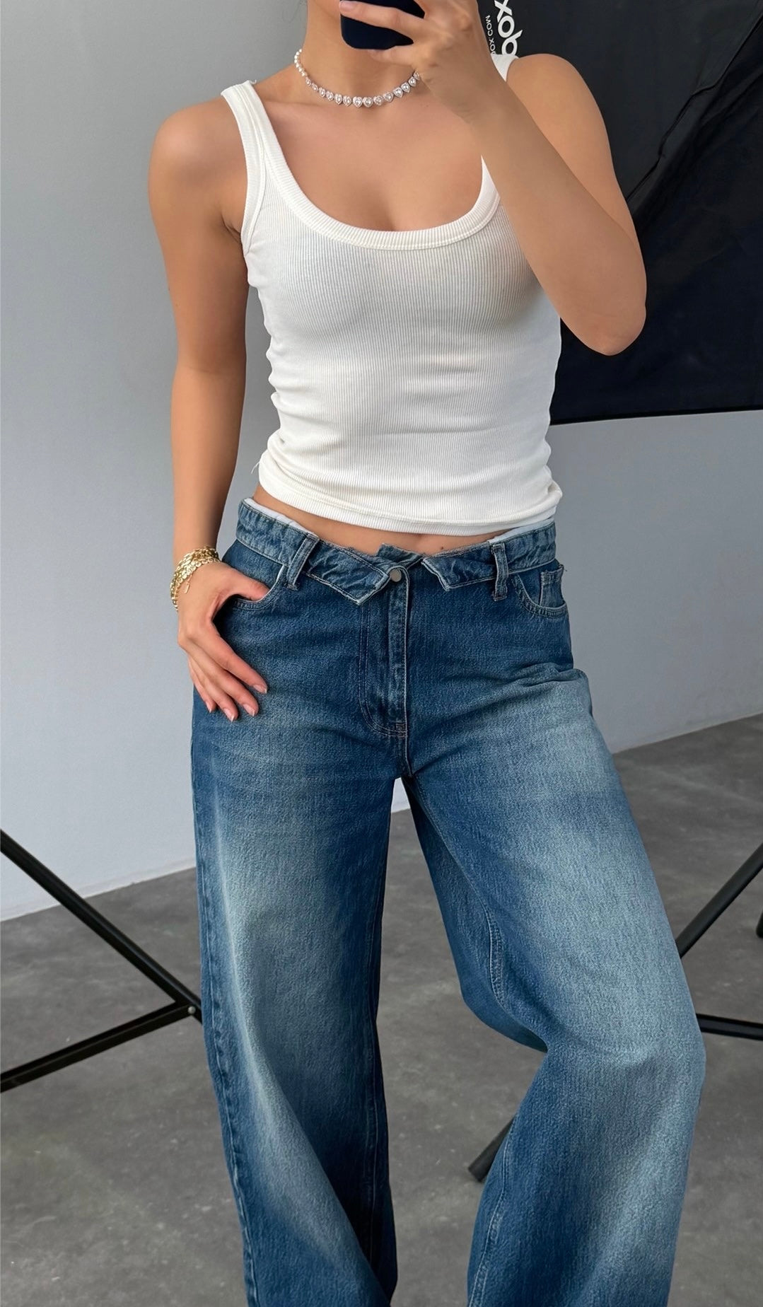 Wide Folded Jeans